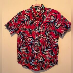 GAP Men’s Standard Fit Blue/Red Hawaiian Cotton Shirt, Short Sleeve. Size M